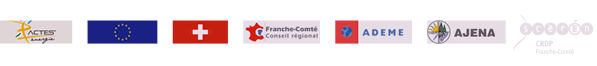 logos-partenaires Pactes énergie, Union européenne, Confédération Helvétique, Conseil régional de Franche-Comté, ADEME, AJENA, Scéren CRDP